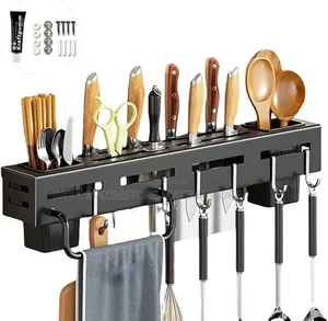 Universal Kitchen Spoons Storage Rack With Towel Bar