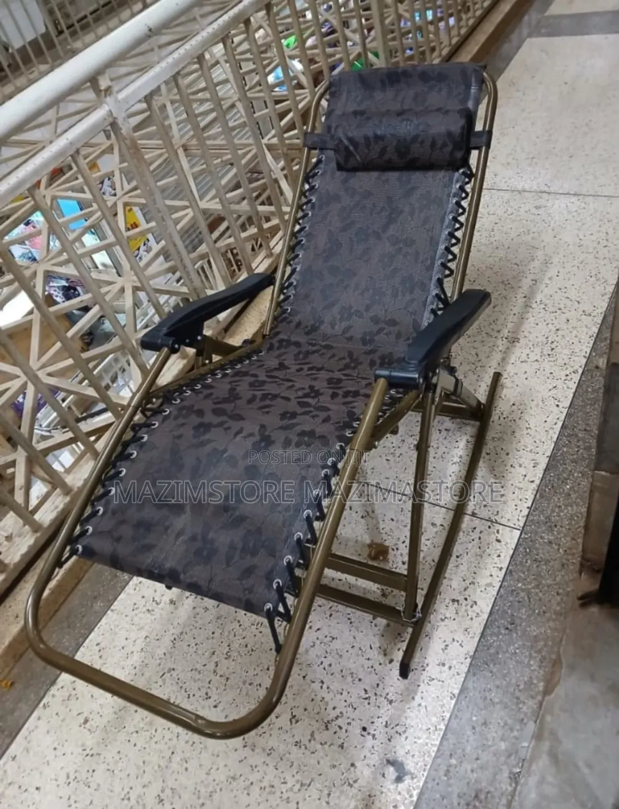 Original Foldable Fabric Patio Lounge Chair - Brown,Black