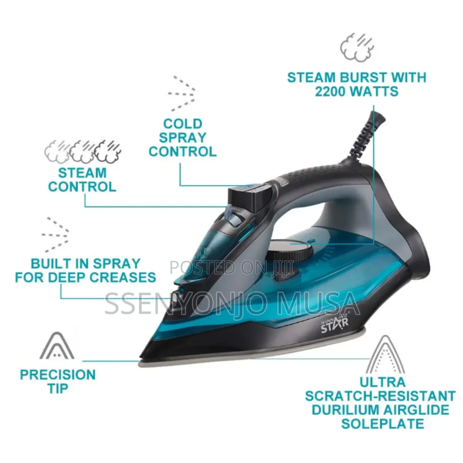 Winning Star St-6101 Professional 2200w Steam Iron – Ceramic Soleplate