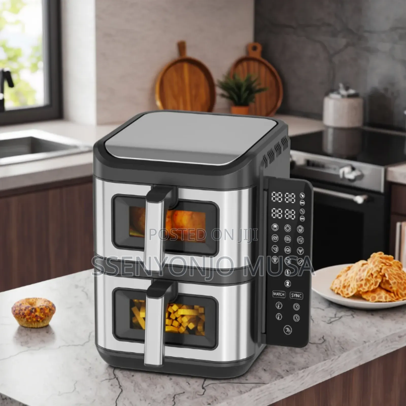 Raf 2800w Dual Basket Air Fryer – 6l + 6l, Touch Screen, 360° Air -
