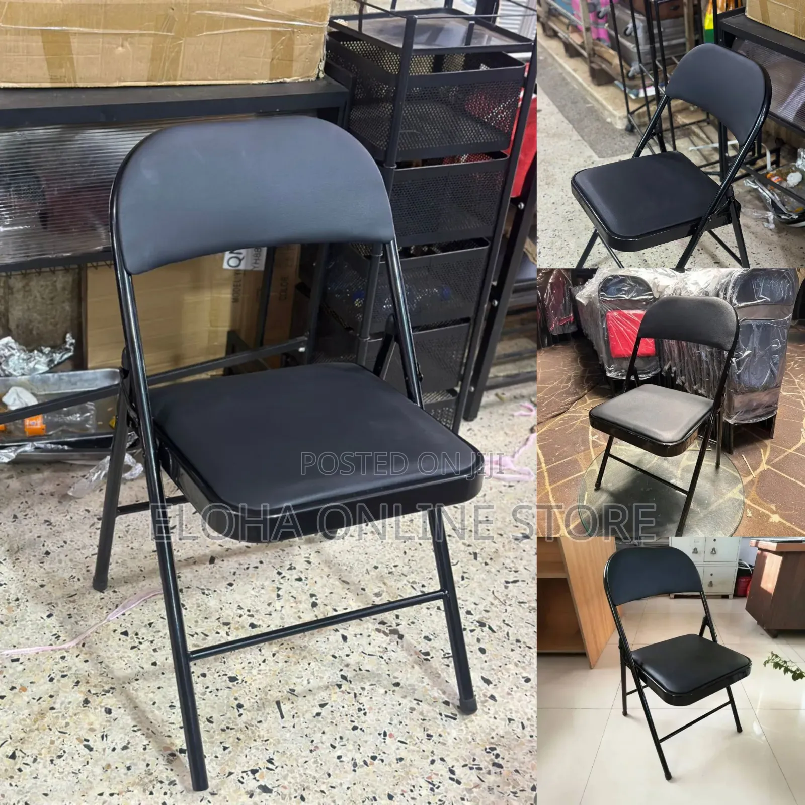 Black Frame Metallic Foldable Chair