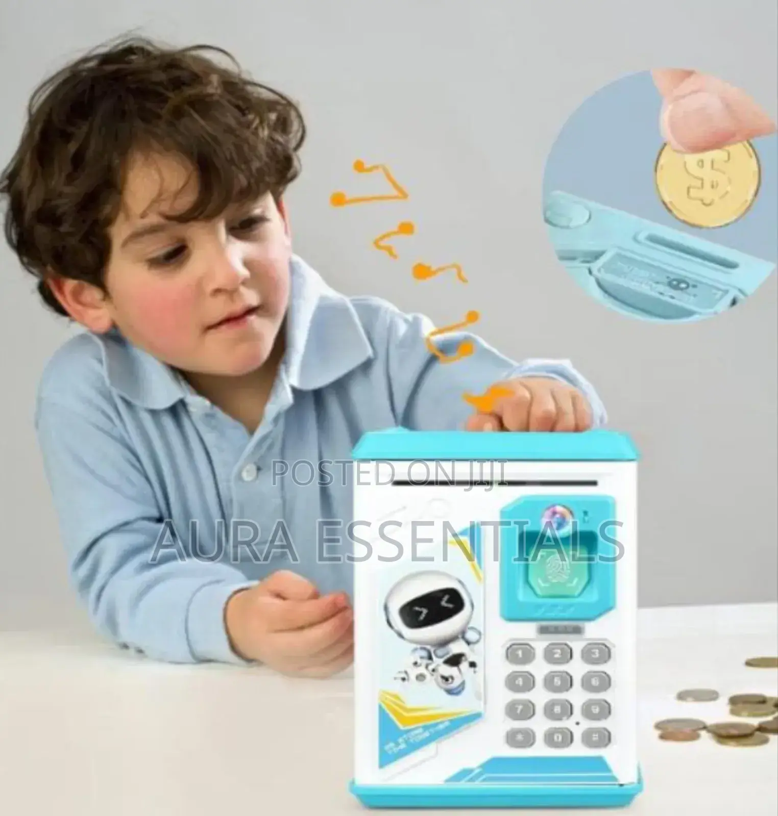 Kids Electronic Mini Atm Piggy Bank With Finger Print