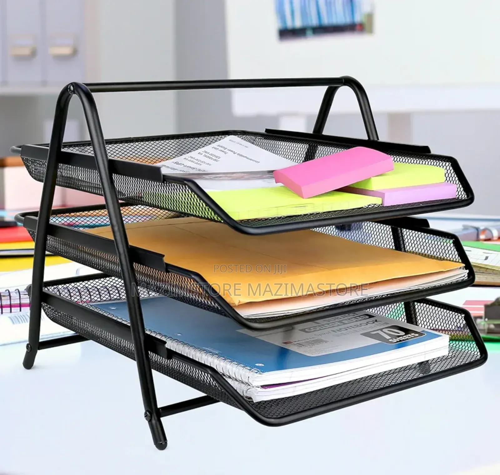 3 Tiers Metal Mesh File Rack Organiser