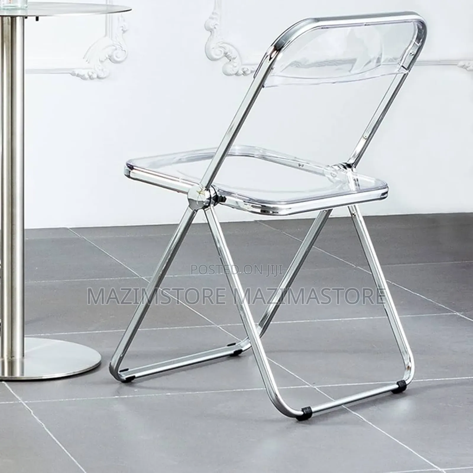 Modern Transparent Acrylic Folding Chair With Chrome Frame