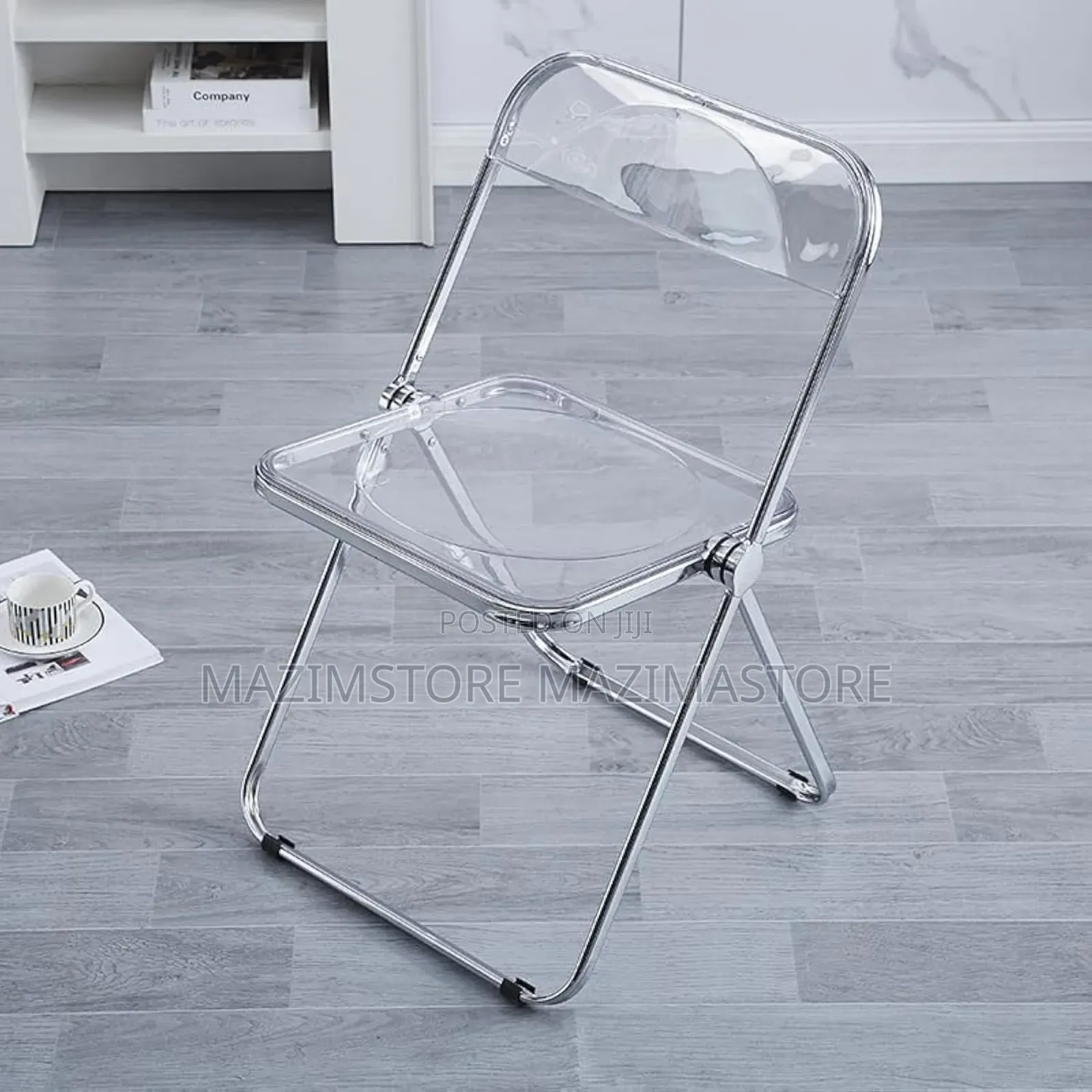 Modern Transparent Acrylic Folding Chair With Chrome Frame