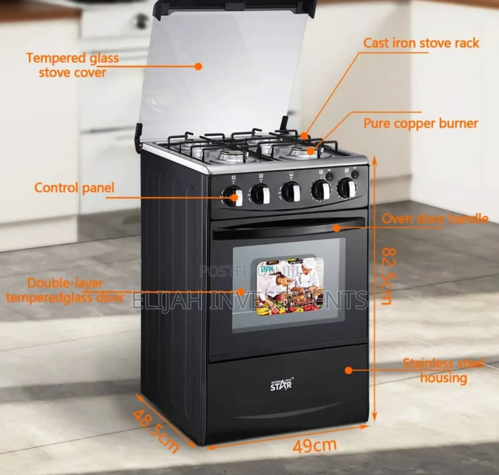 Winning Star 4-Burner Gas Stove With an Oven