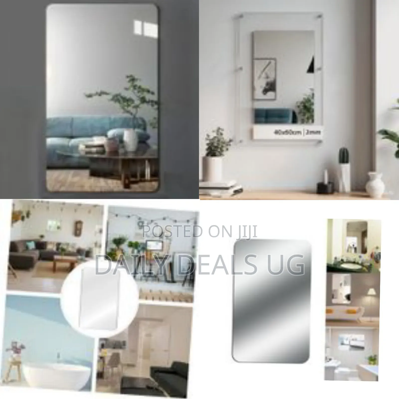 1piece Self Adhesive Mirror Tiles 60x40cm (2mm Thick) Acrylic Mirror