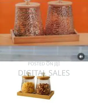2-Piece Round Airtight Glass Storage Jar Canister Set With Bamboo