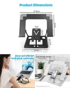 Ergonomic Dual Laptop Phone Stand – Fully Adjustable Foldable