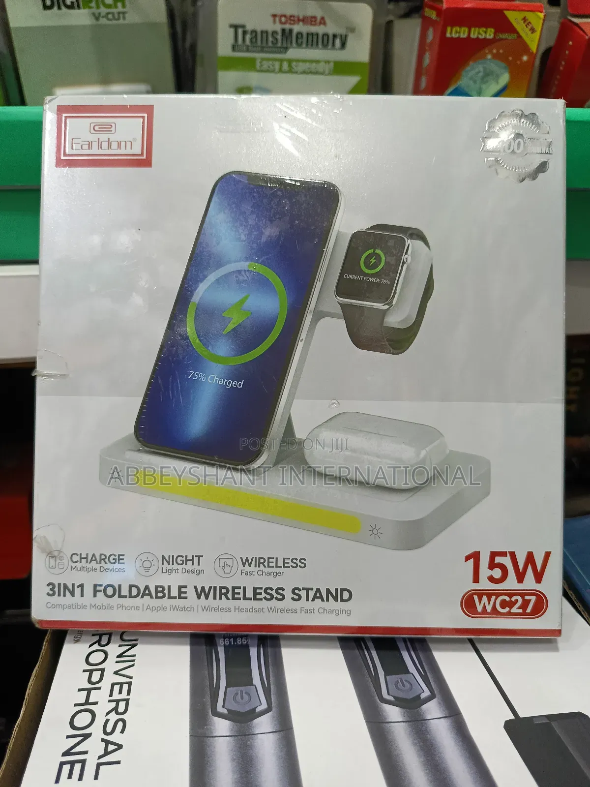 Earldom Wc27 3-in-1 Foldable Wireless Charging Stand.