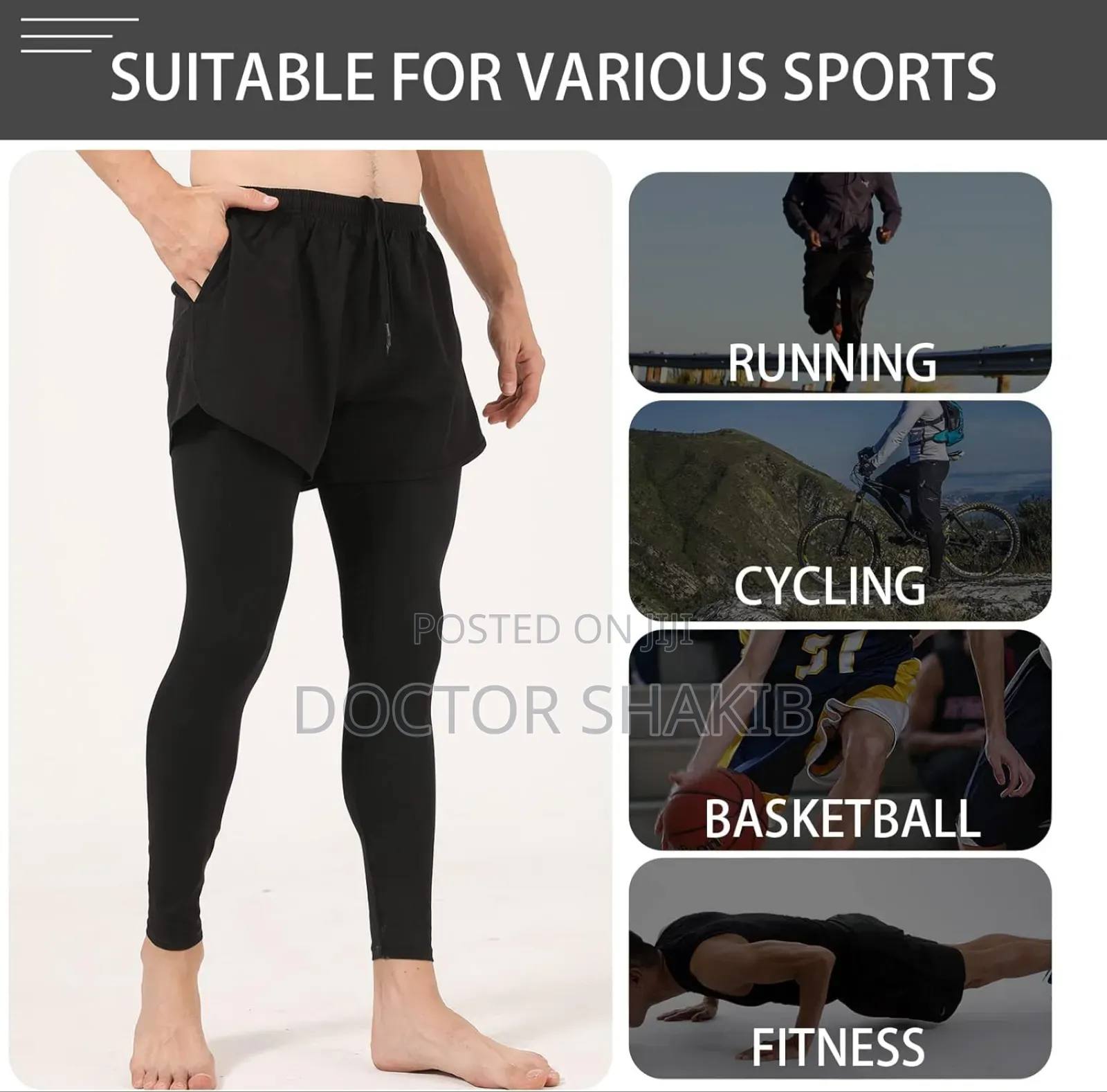 2in1 Men and Women Tights and Shorts Exercise or Gym Wear