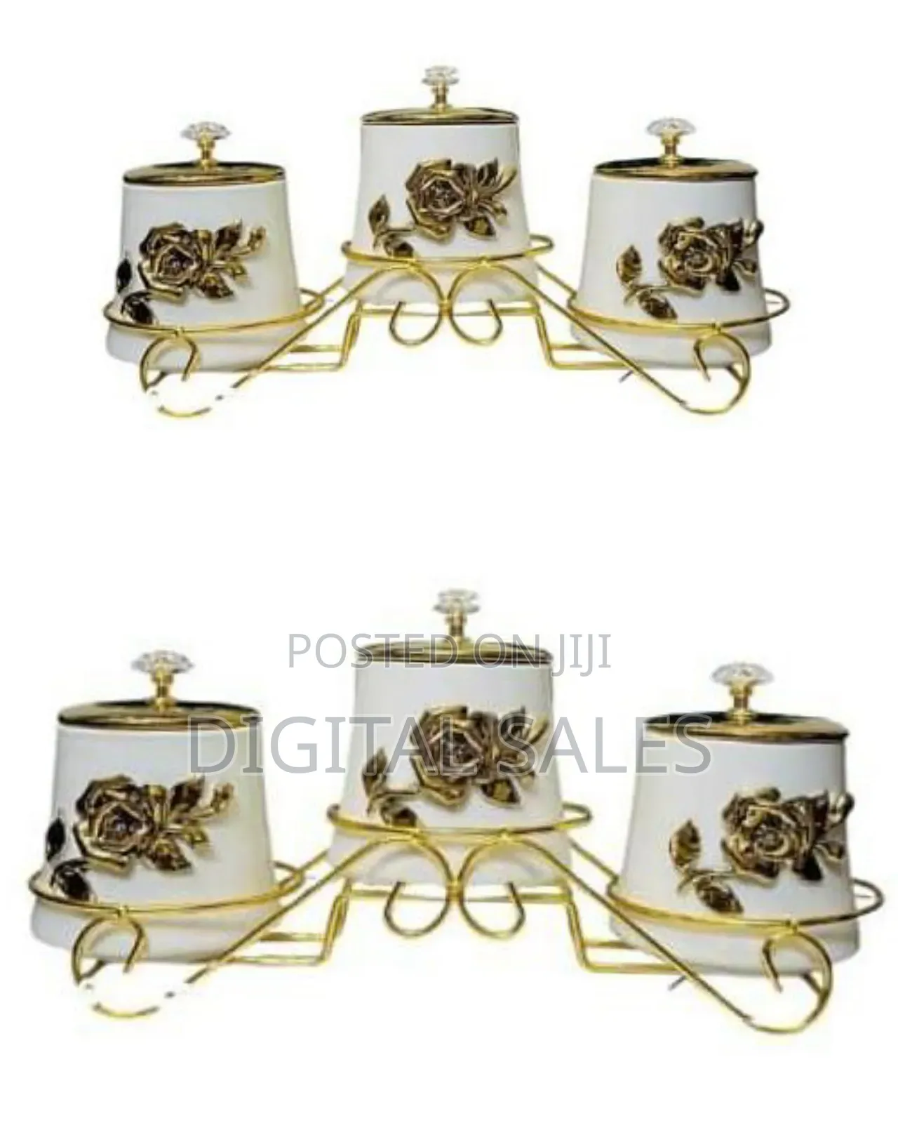 3 Pieces of Countertop Porcelain Kitchen Food Bins Coffee Tea
