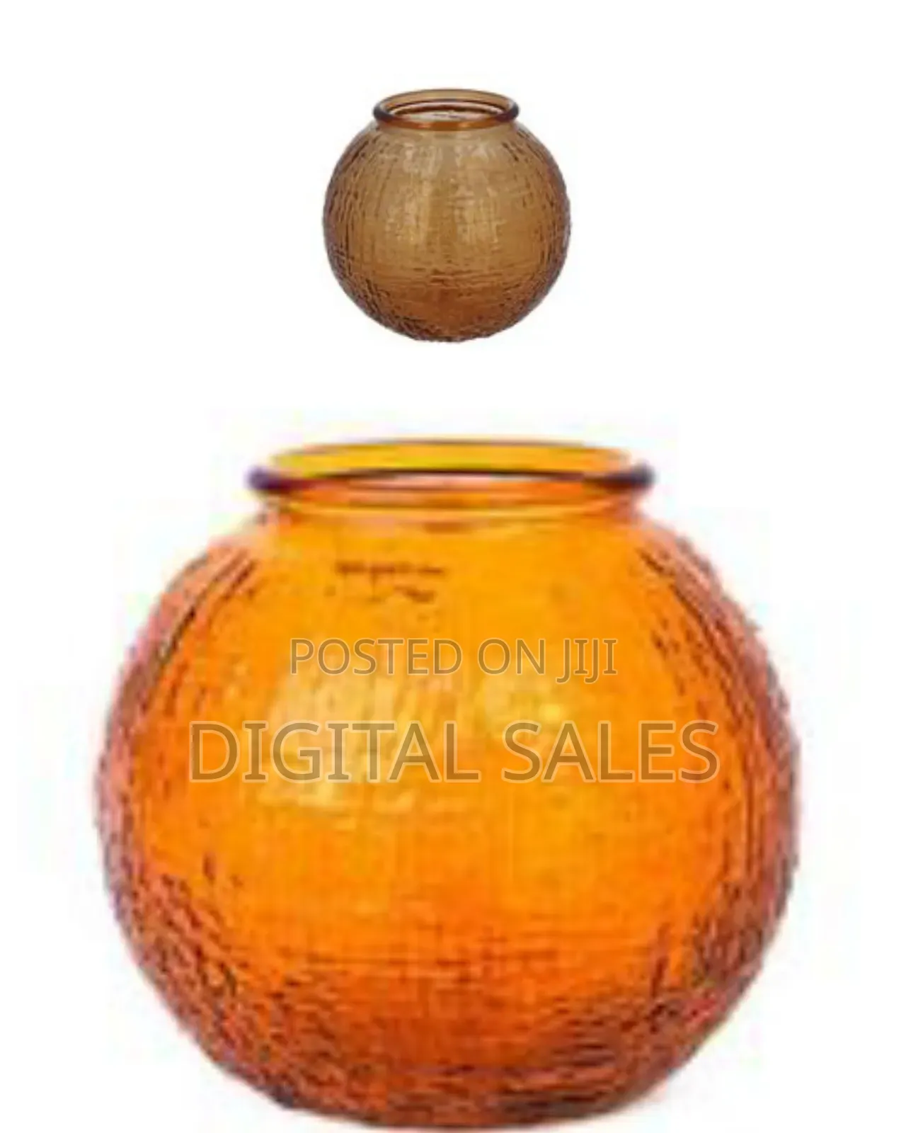 Round Orange Textured Vase Glass Bubble Bowl