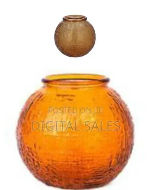 Round Orange Textured Vase Glass Bubble Bowl