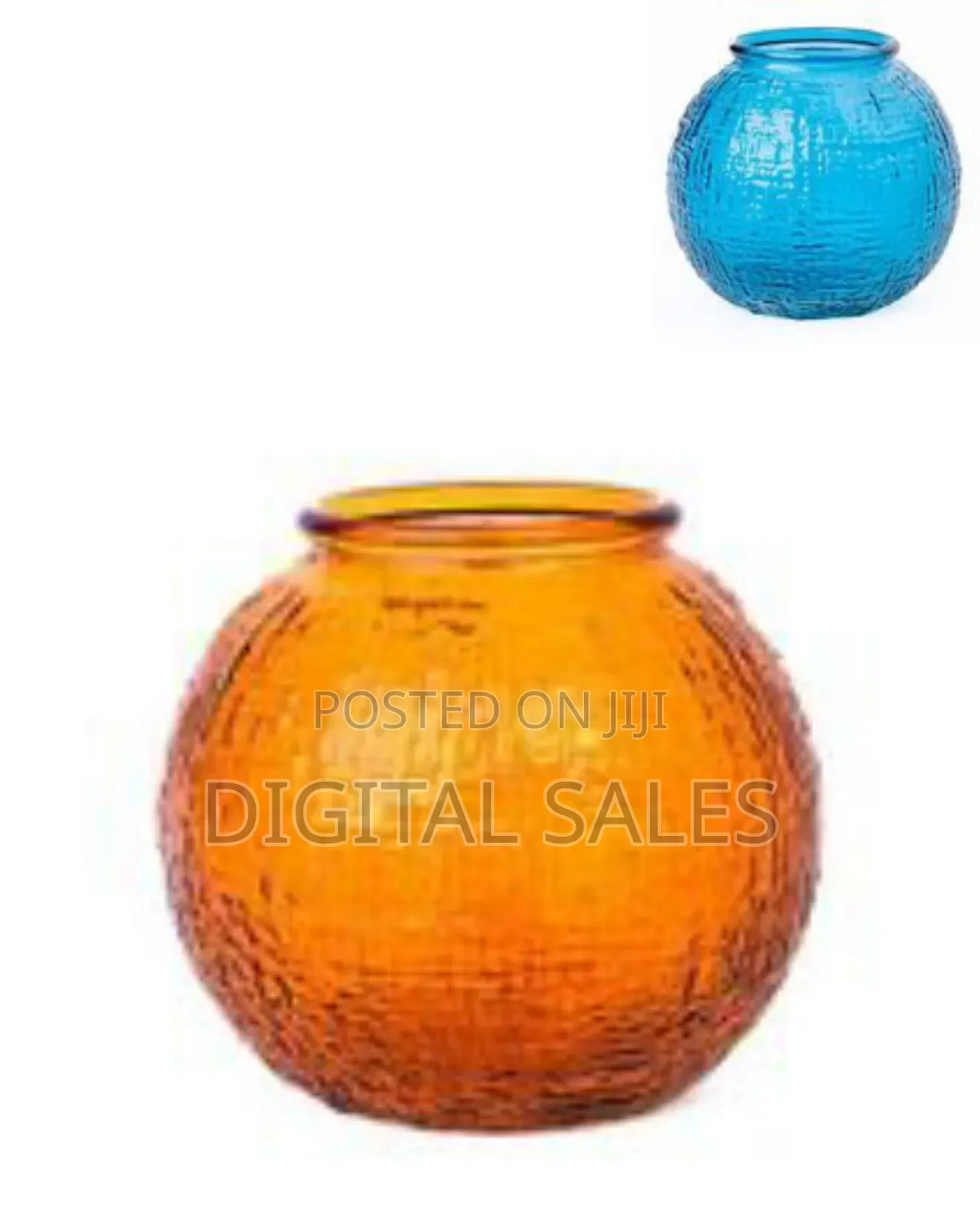 Round Orange Textured Vase Glass Bubble Bowl