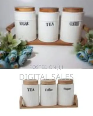 Set of 3 Ceramic Canisters Set for Sugar Coffee Tea, Luxurious