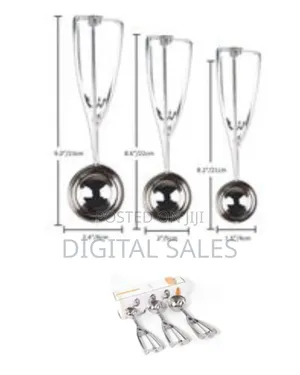 Ice Cream Scoop Set of 3, Stainless Steel With Trigger Release