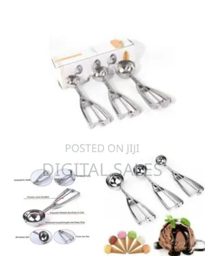 Ice Cream Scoop Set of 3, Stainless Steel With Trigger Release