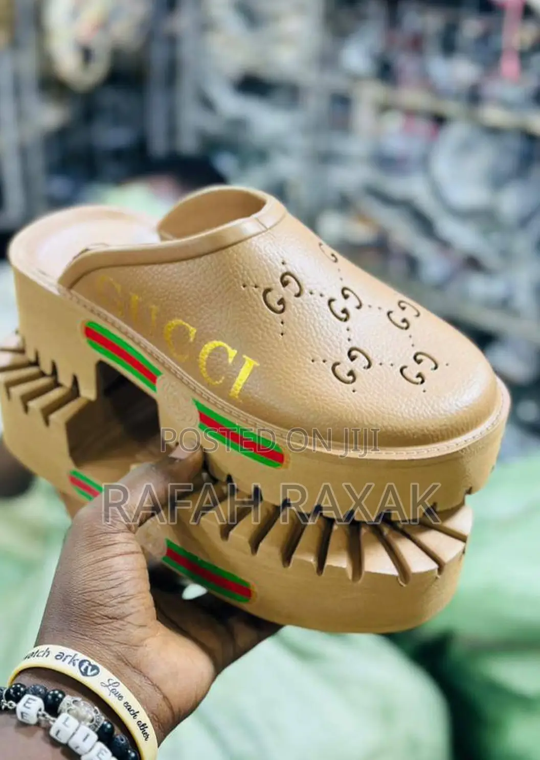 Original Brown Gucci Dapadans Big Sole Rubber Sandals