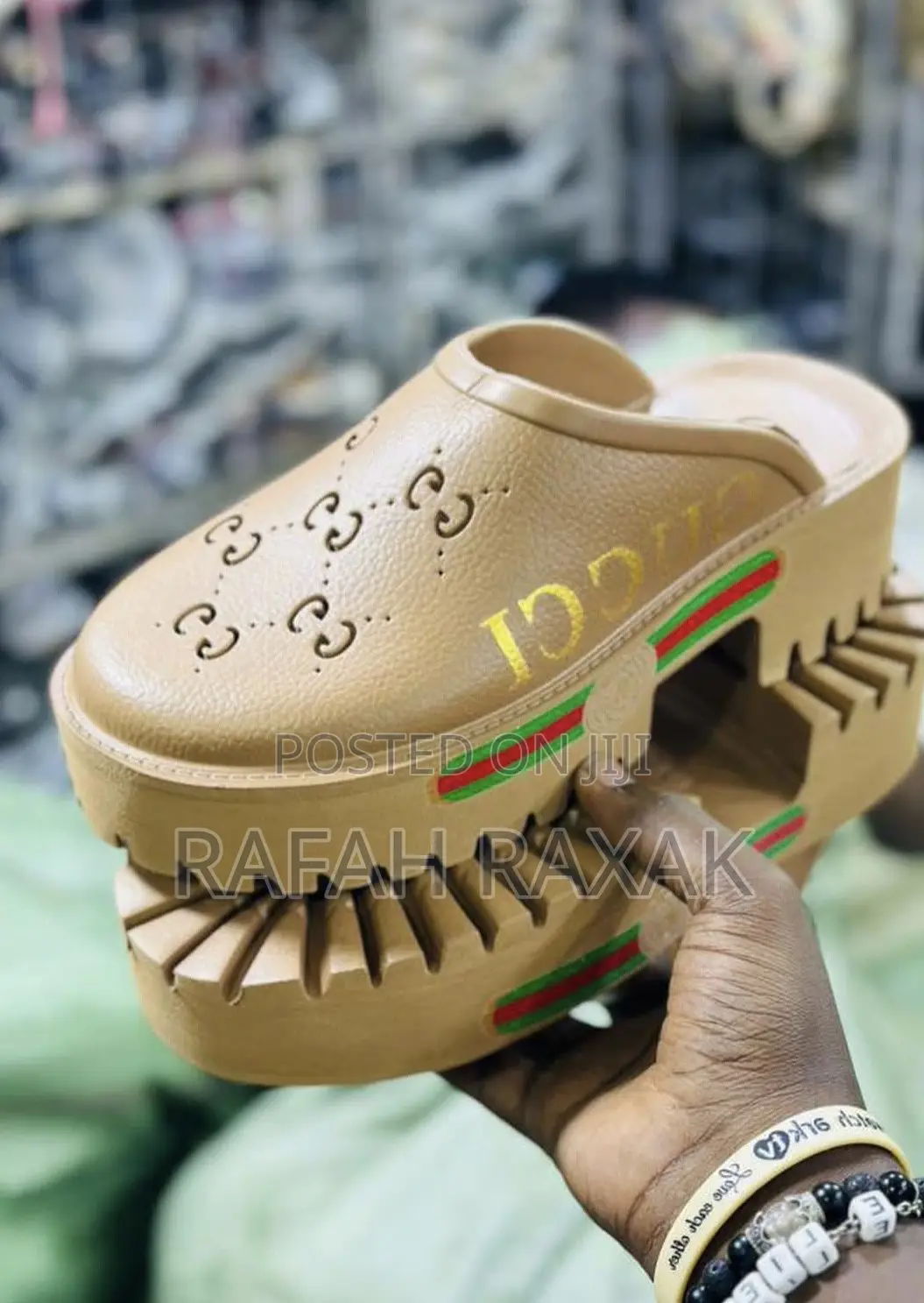 Original Brown Gucci Dapadans Big Sole Rubber Sandals