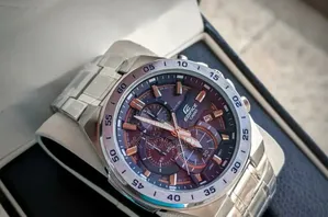 Silver Edifice Casio Skeleton Watch