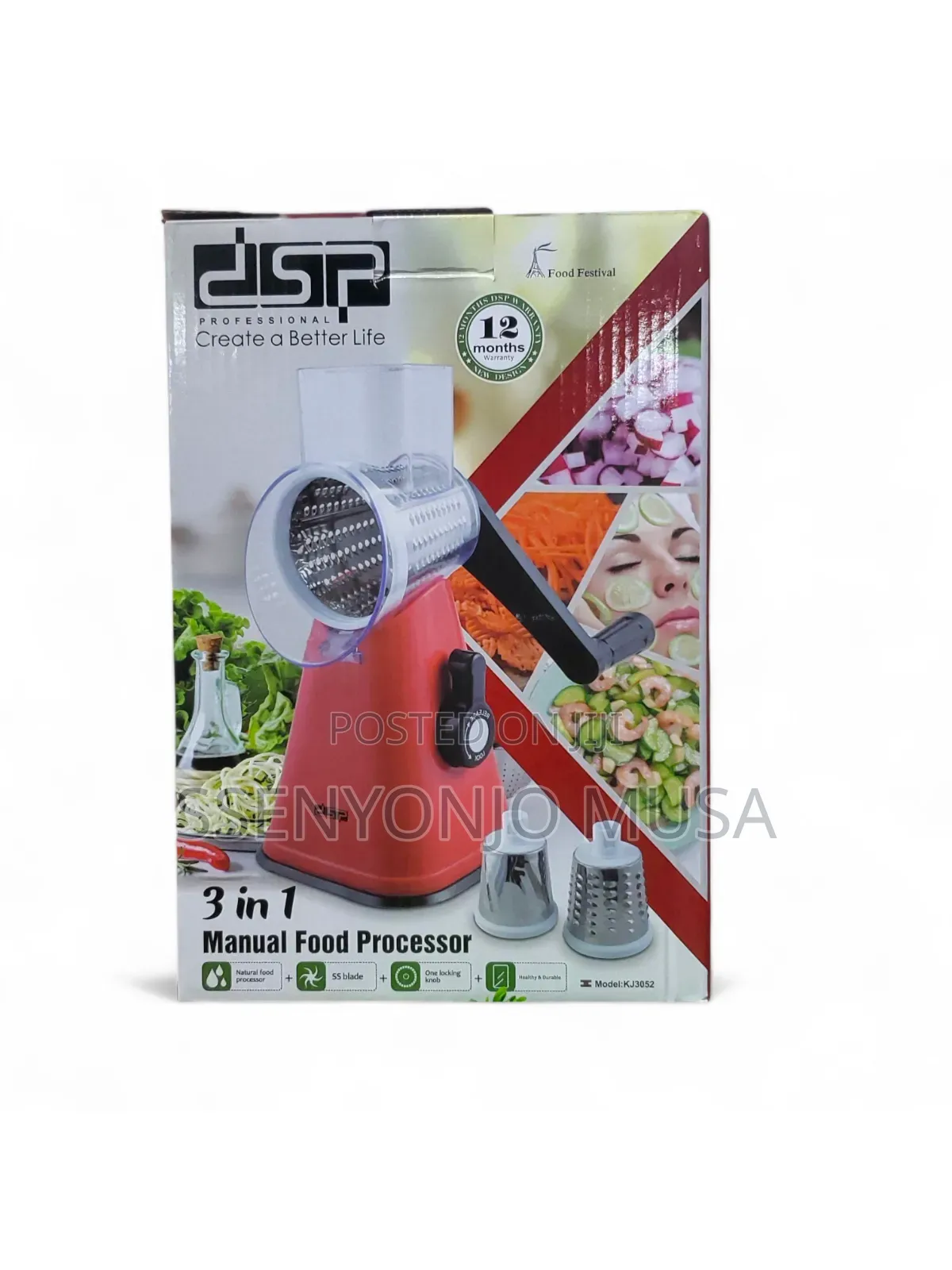 DSP Professional 3-in-1 Manual Food Processor Kj3052-Natural