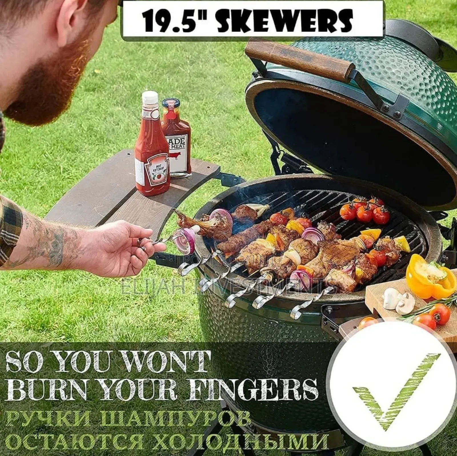 6pcs Stainless Steel BBQ Skewers