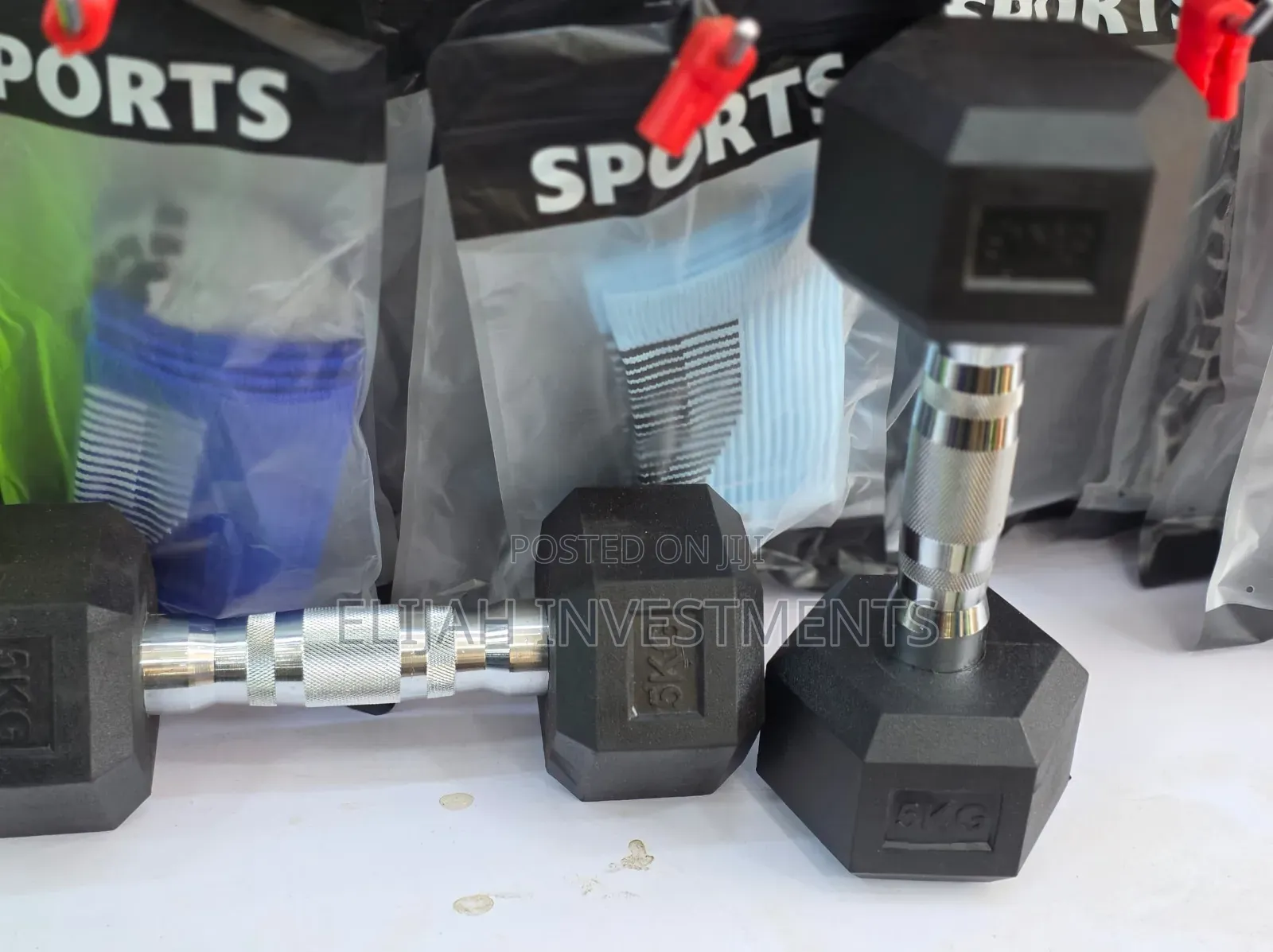 A Pair of 5kg Hex Dumbells