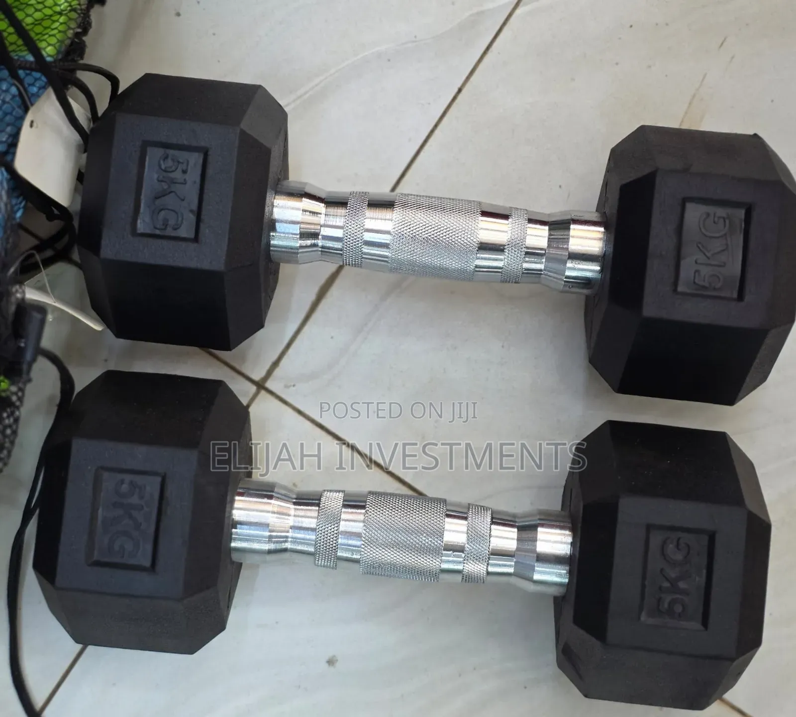 A Pair of 5kg Hex Dumbells