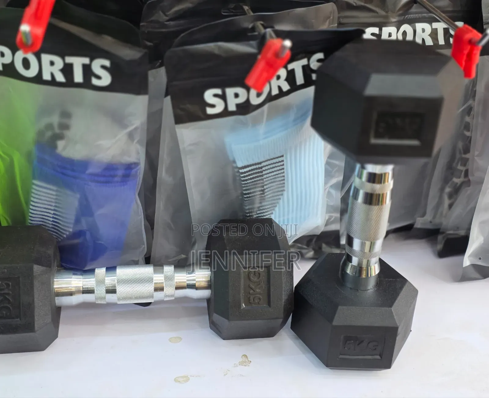 A Pair of 5kg Hex Dumbells