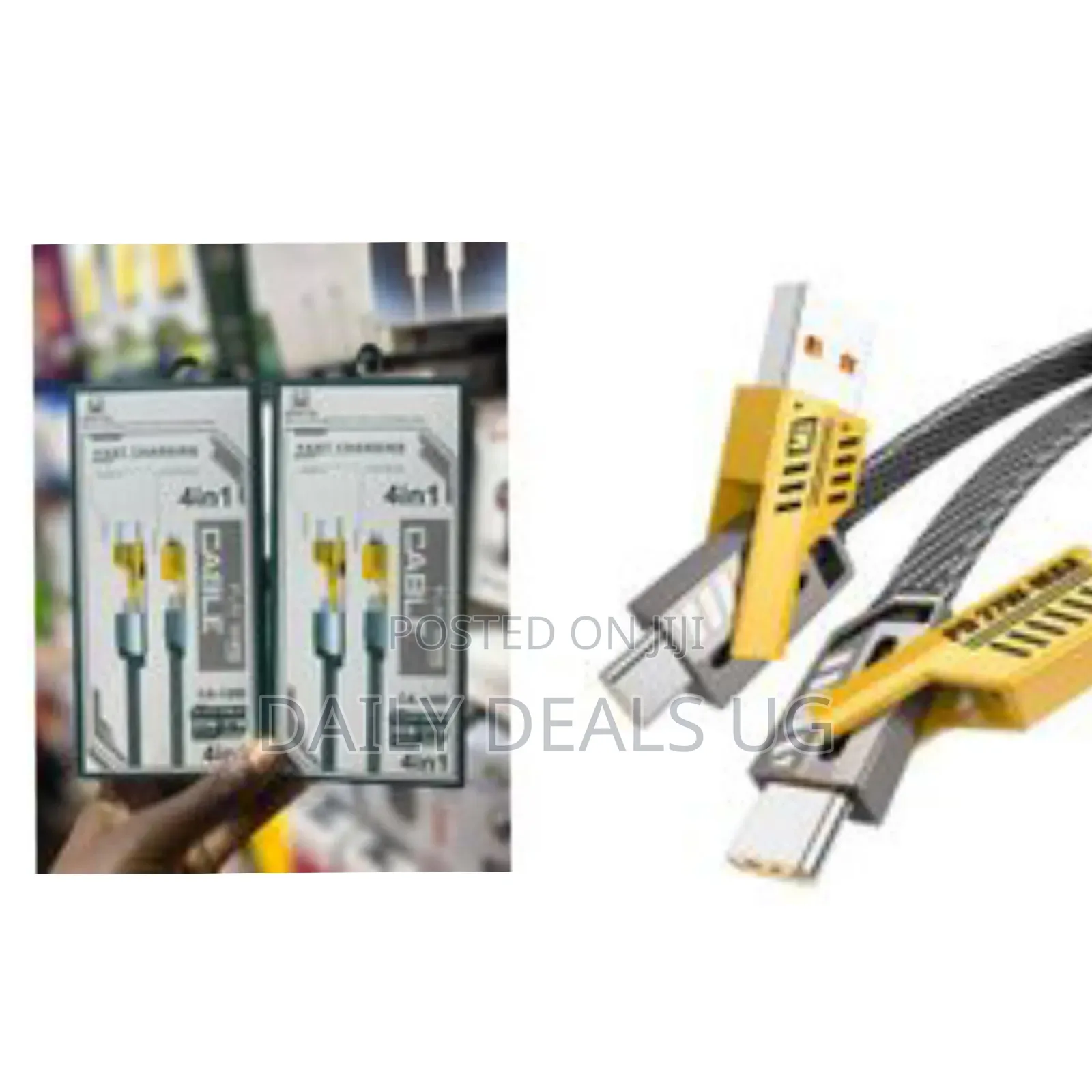 Cheetah Ca-1300 Metal Usb Fast Flat Wire Charging 2to2 Cable 4-in-1