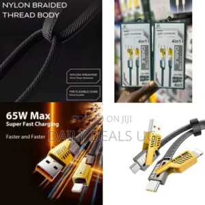 Cheetah Ca-1300 Metal Usb Fast Flat Wire Charging 2to2 Cable 4-in-1