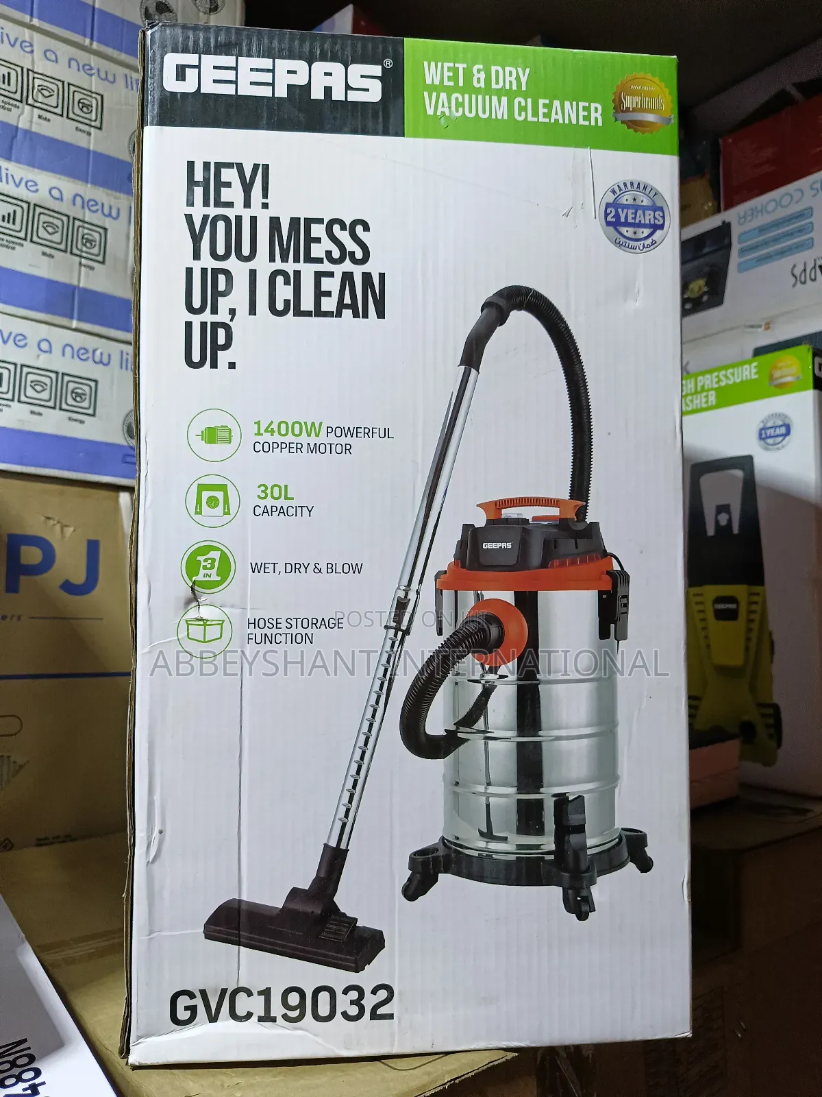 Geepas 2300w Wet and Dry Stainless Steel Vacuum Cleaner