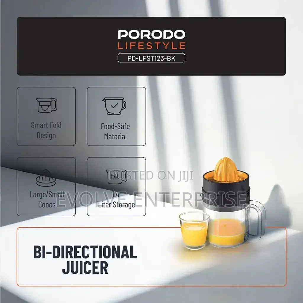 Porodo Lifestyle Bi-Directional Juicer - Black