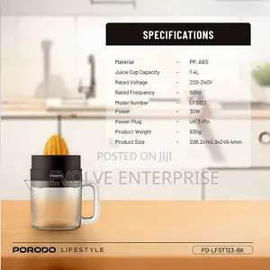 Porodo Lifestyle Bi-Directional Juicer - Black