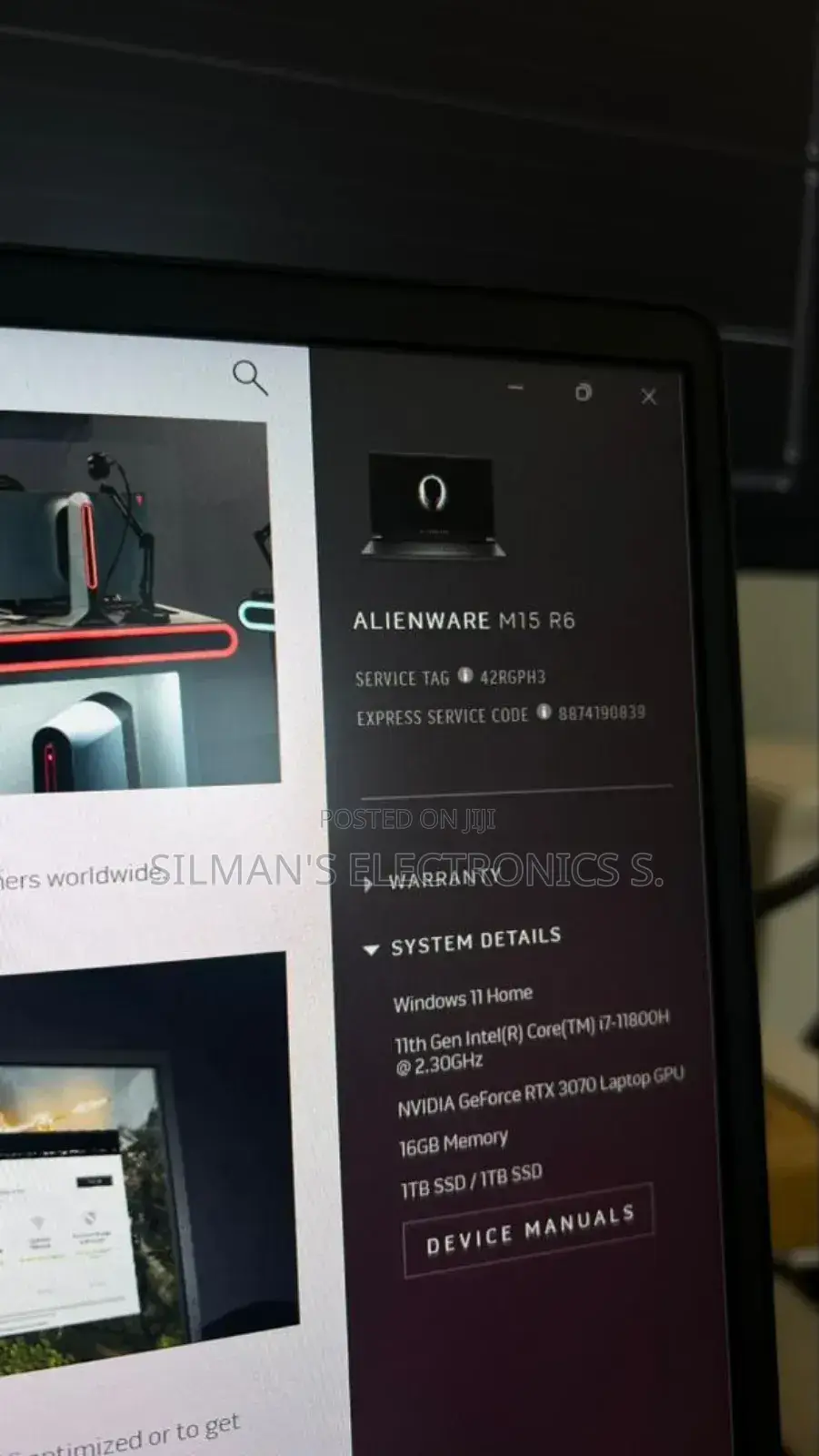 Laptop Dell Alienware M15 R6 16GB Intel Core I7 SSD 1T