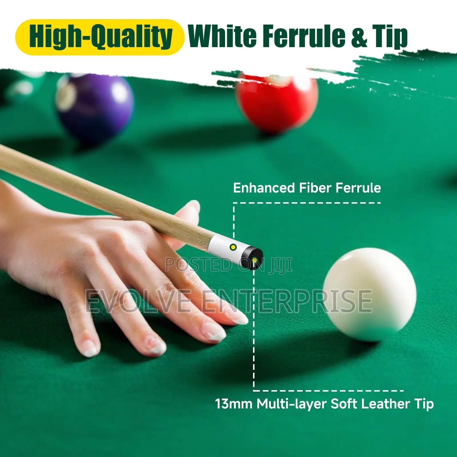 Billiard Cues With 13mm Leather Tip