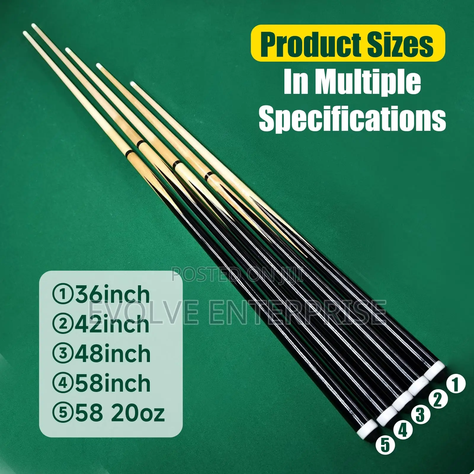 Billiard Cues With 13mm Leather Tip