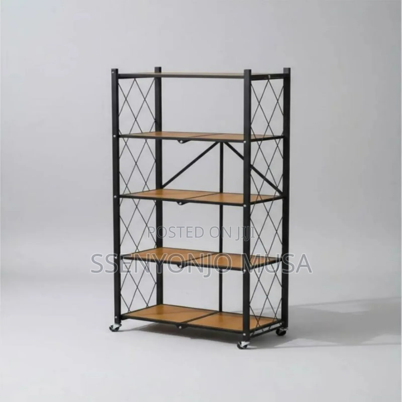 Portable Kitchen Folding Shelf – 4-tier Metal Storage Rack With Wheels