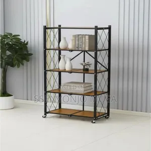 Portable Kitchen Folding Shelf – 4-tier Metal Storage Rack With Wheels