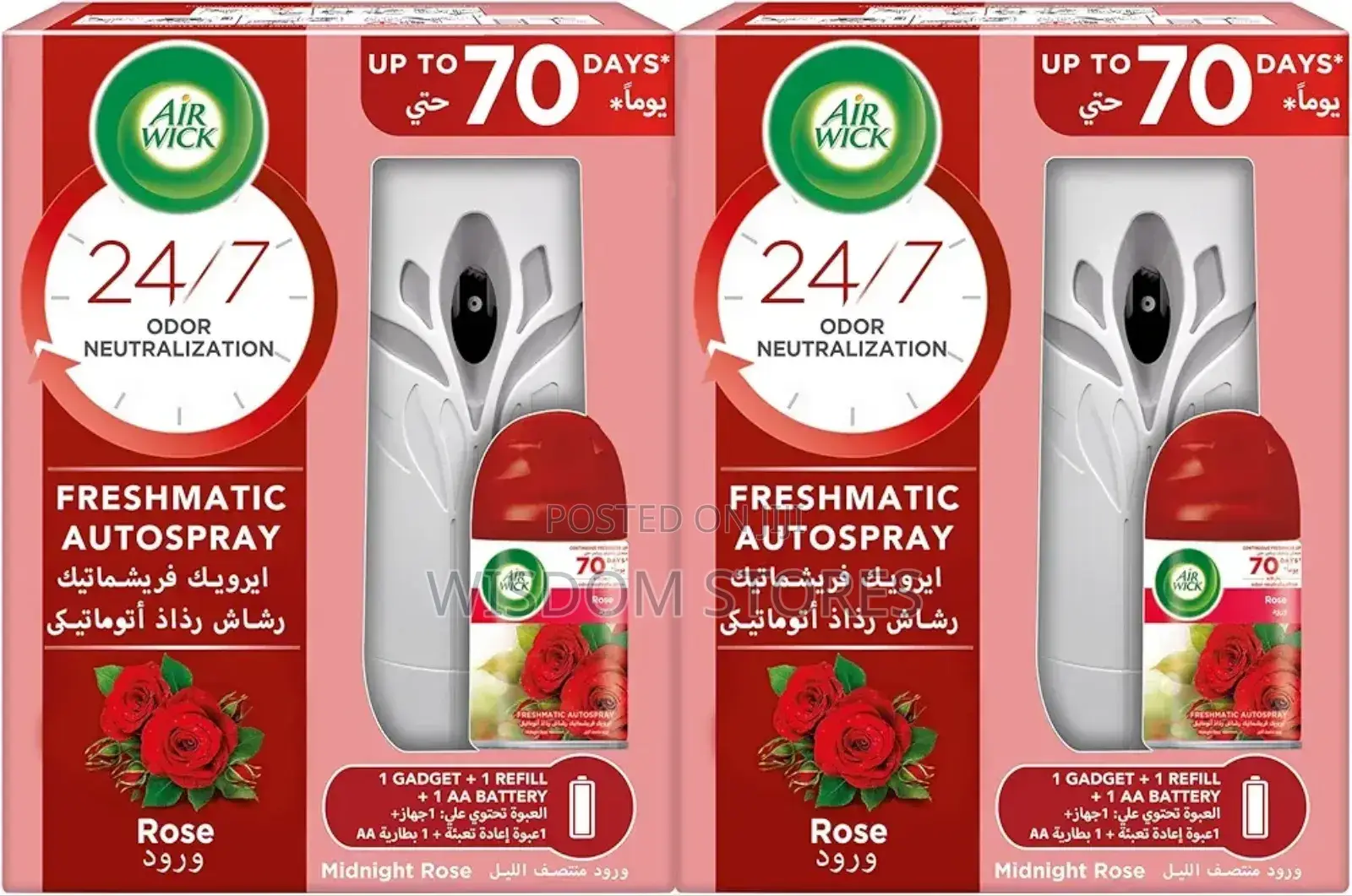 Air Wick Freshener Freshmatic Auto Spray, Rose Scent, 250ml X 2