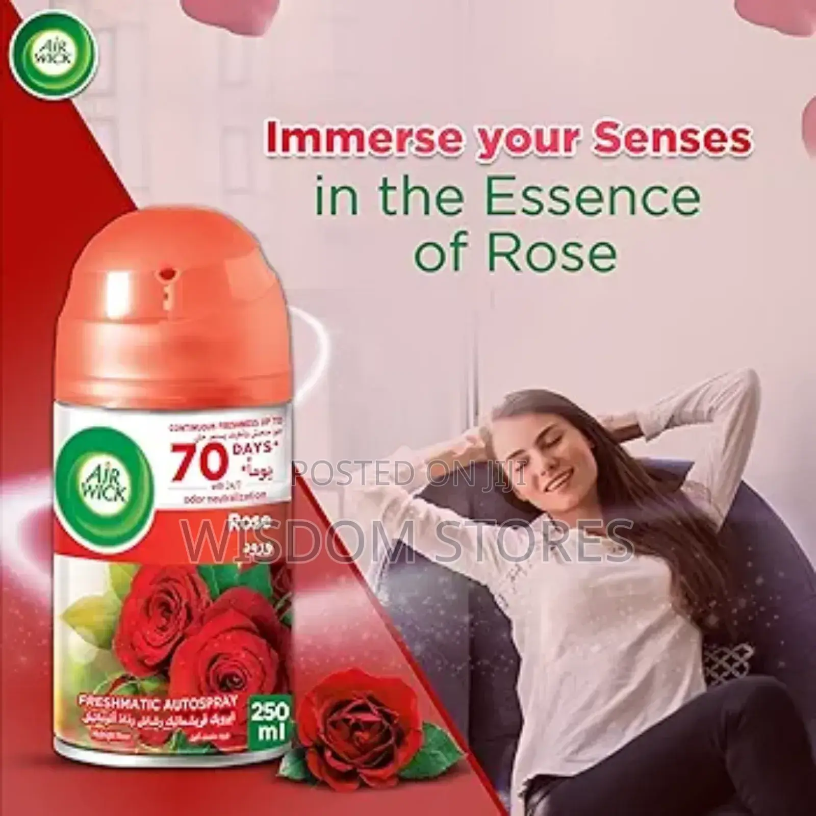 Air Wick Freshener Freshmatic Auto Spray, Rose Scent, 250ml X 2