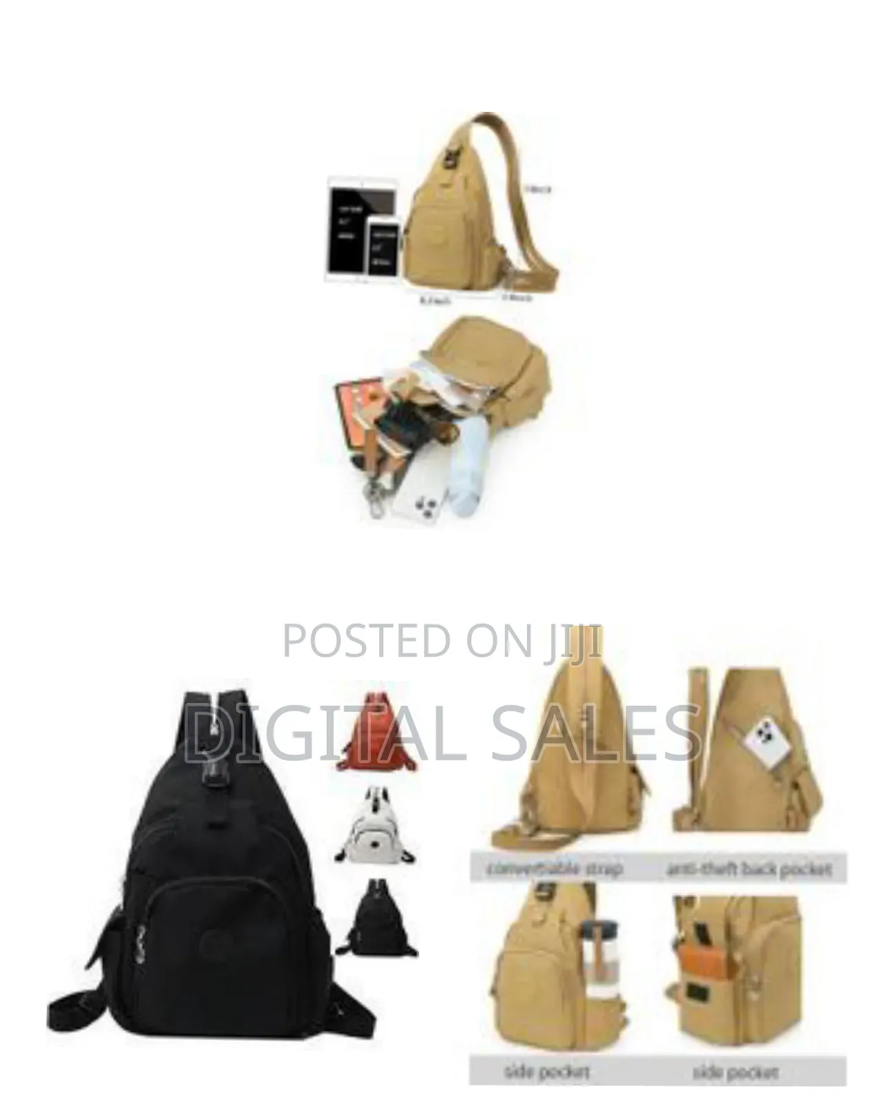 Multi-Pocket Chest Bag Lightweight Business 3-Way Small Backpack