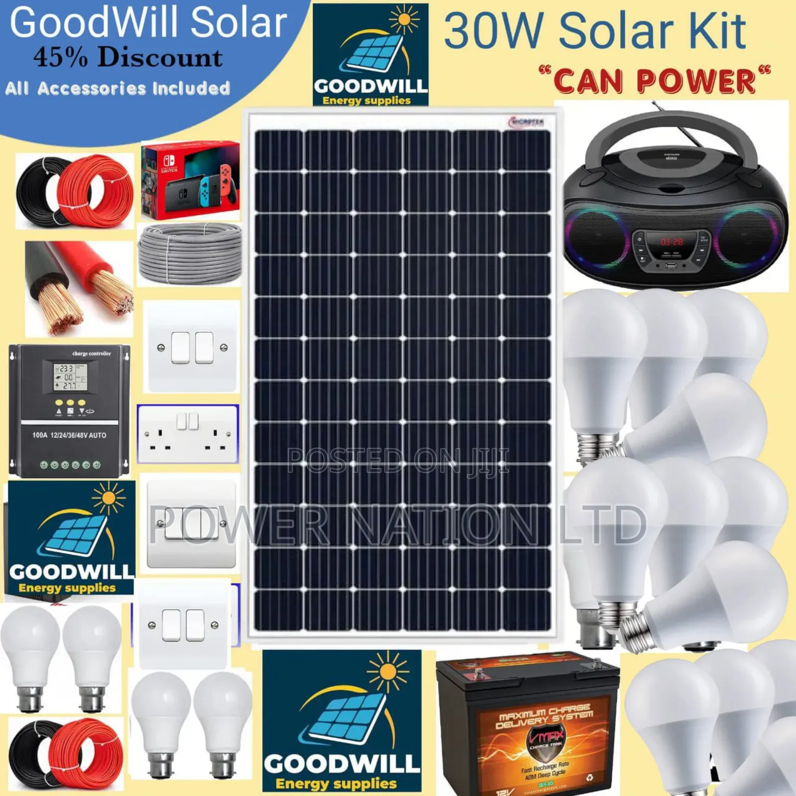 30w Power Nation Solar System Full Kit