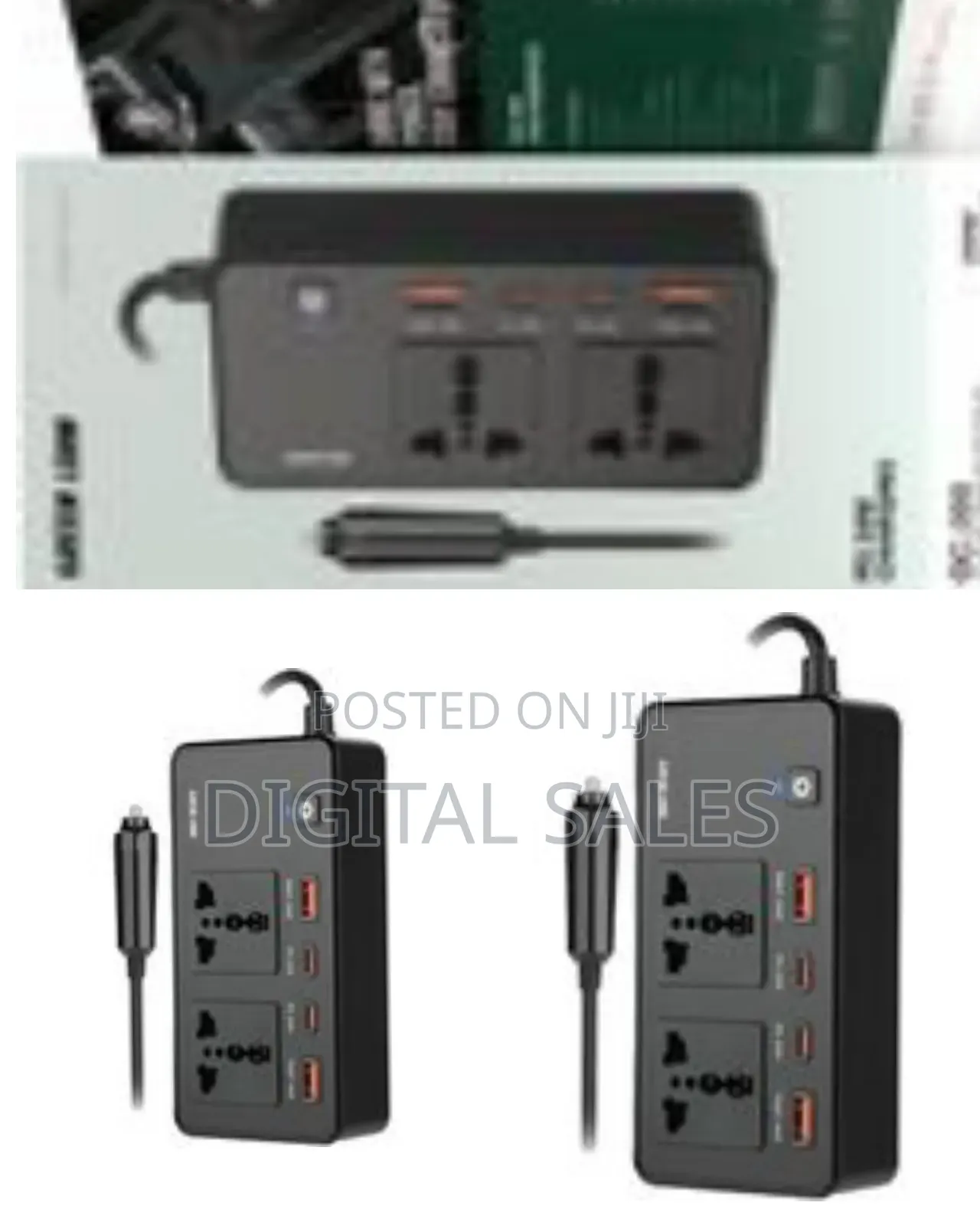 Green Lion Gc-200 Car Inverter, Car Charger 2×Universal Sockets,