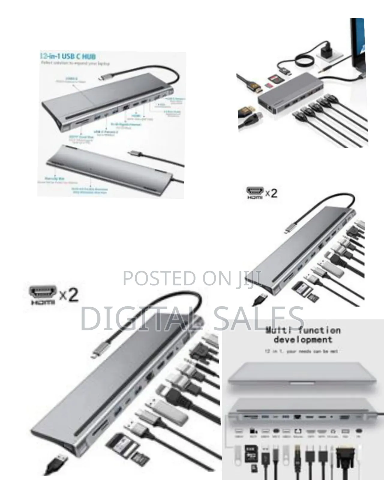 Go-Des 14 in 1 Usb C Type-C Hub Hubs Docking Station Dual Hdr,