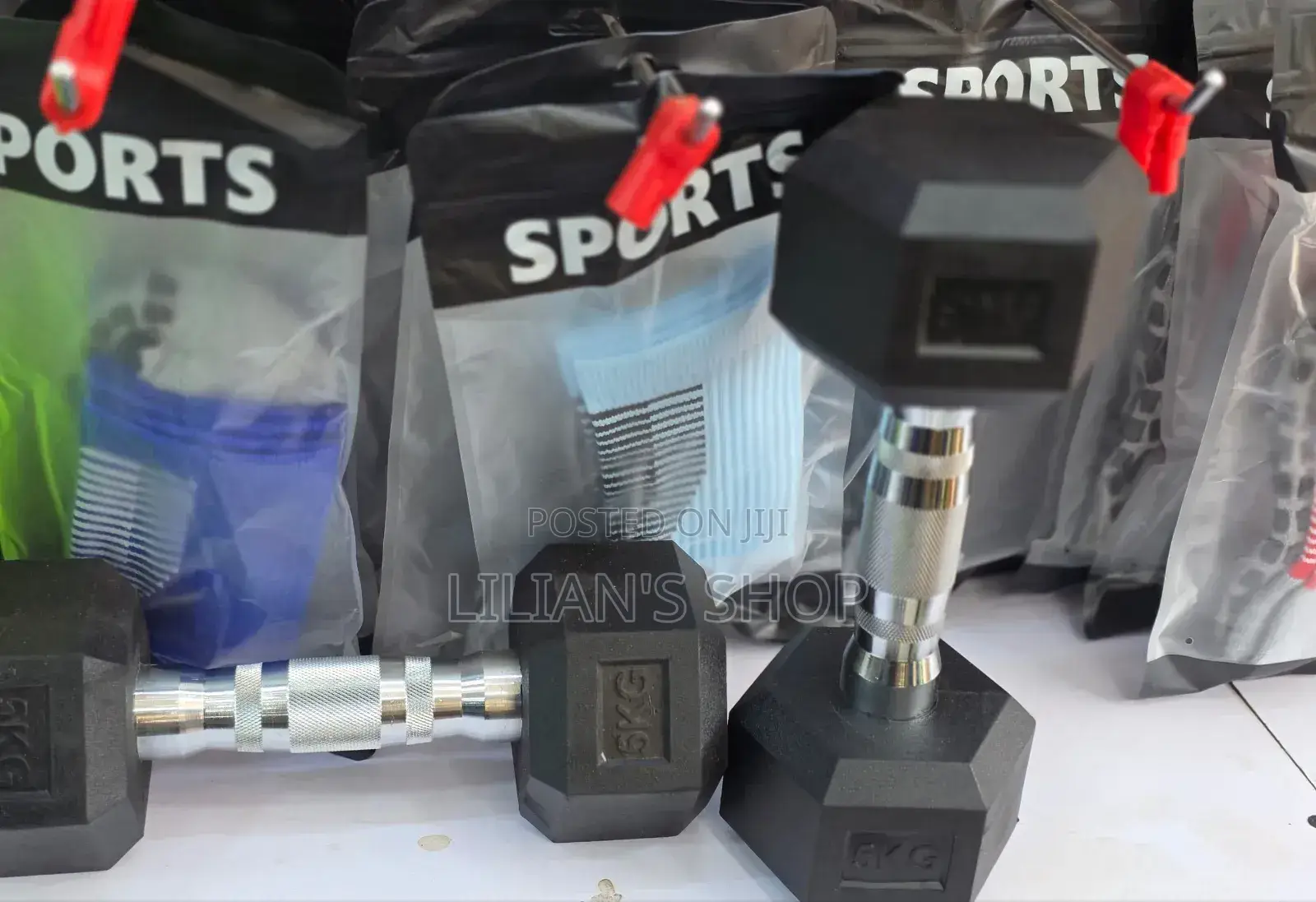 A Pair of 5kg Hex Dumbells