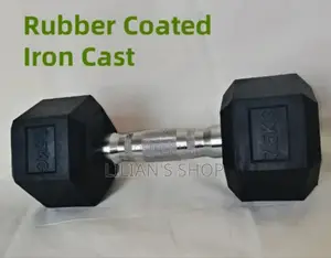 Pair of Rubber Coated Dumbbells 7.5kg Black Silver