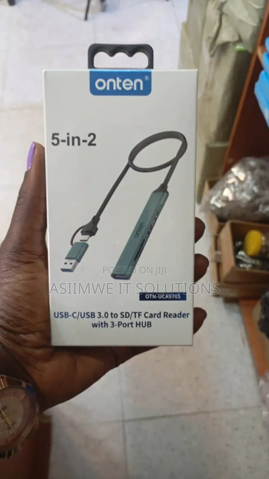 Onten 5-in-2 Usb-C/Usb 3.0 to Sd/Tf Card Reader With a 3-Port Hub.