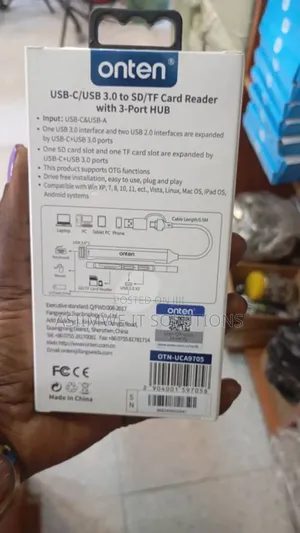 Onten 5-in-2 Usb-C/Usb 3.0 to Sd/Tf Card Reader With a 3-Port Hub.